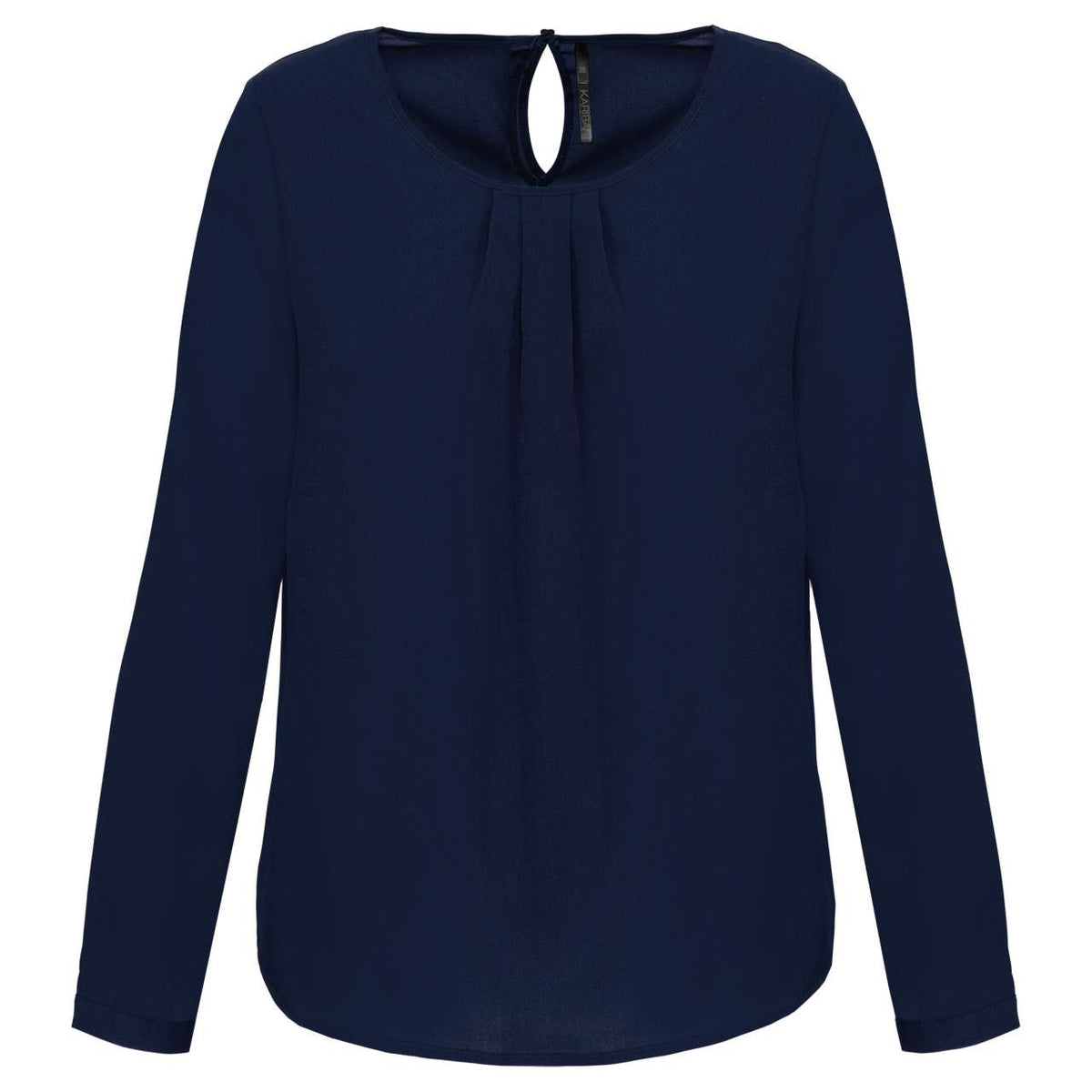 LADIES' LONG-SLEEVED CREPE BLOUSE – Deep Sea Blue | PrintoTerra