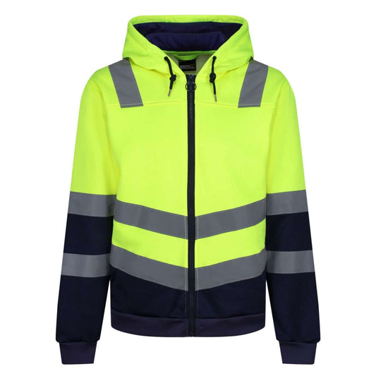 PRO HI-VIS FULL ZIP HOODIE – Yellow/Navy | PrintoTerra