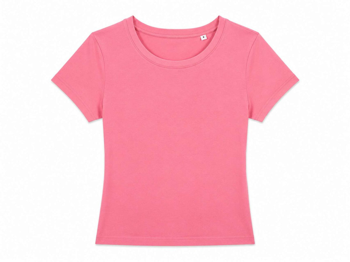 WOMENS FITTED CROP TOP – Fondant Pink | PrintoTerra