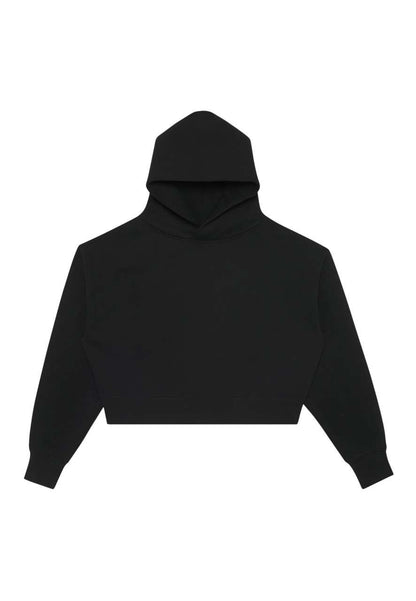 WOMENS RELAXED CROP HOODIE – Black | PrintoTerra