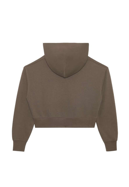 WOMENS RELAXED CROP HOODIE – Coffee | PrintoTerra