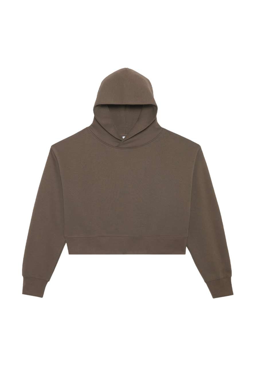 WOMENS RELAXED CROP HOODIE – Coffee | PrintoTerra