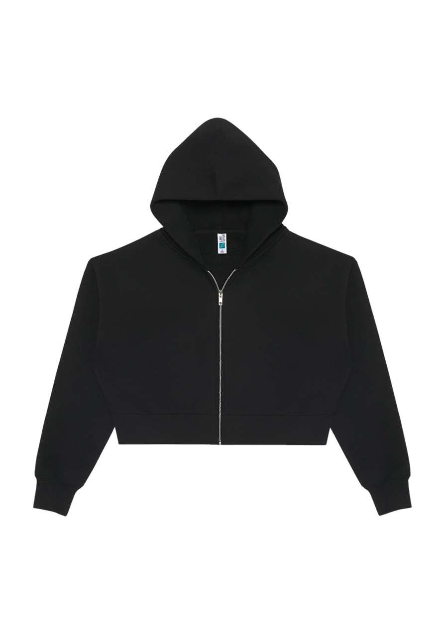 WOMENS RELAXED CROP ZIP – Black | PrintoTerra
