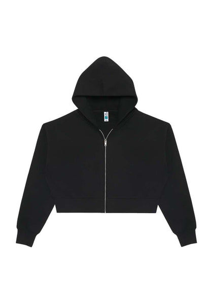 WOMENS RELAXED CROP ZIP – Black | PrintoTerra