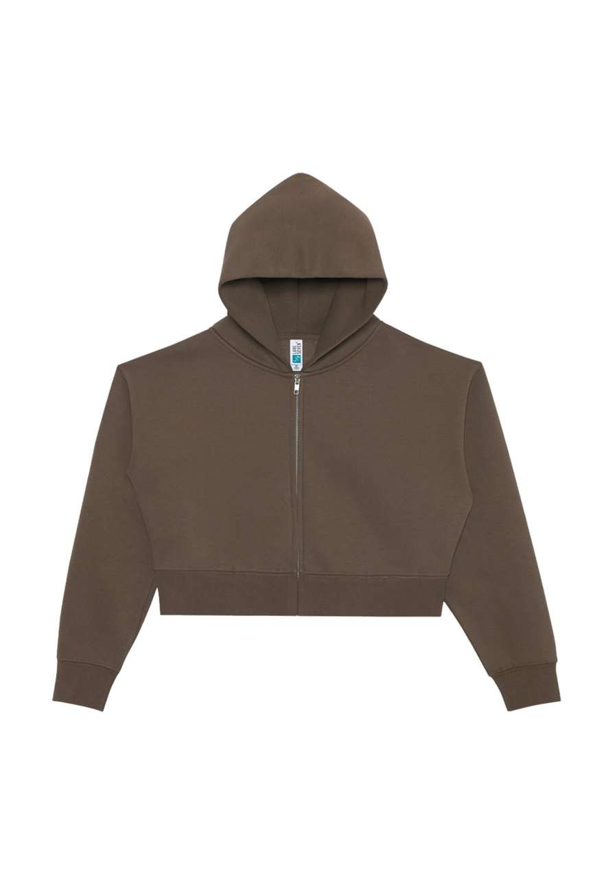 WOMENS RELAXED CROP ZIP – Coffee | PrintoTerra