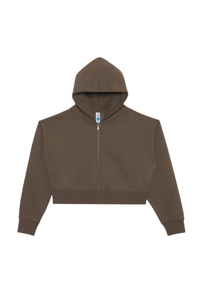 WOMENS RELAXED CROP ZIP – Coffee | PrintoTerra
