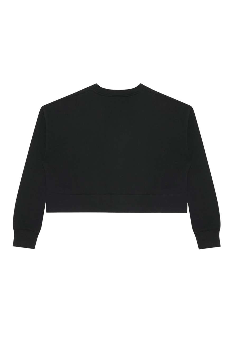 WOMENS RELAXED CROP CREWNECK – Black | PrintoTerra