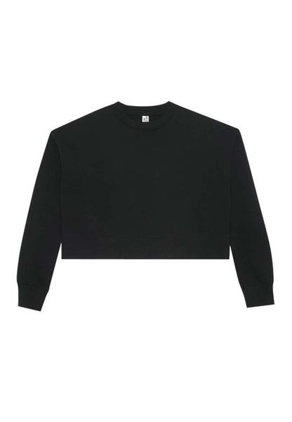 WOMENS RELAXED CROP CREWNECK – Black | PrintoTerra