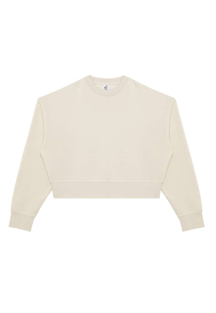 WOMENS RELAXED CROP CREWNECK – Bone | PrintoTerra
