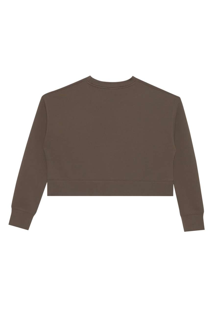 WOMENS RELAXED CROP CREWNECK – Coffee | PrintoTerra