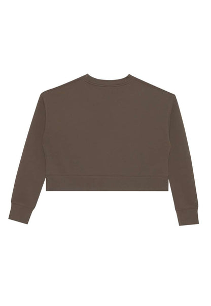 WOMENS RELAXED CROP CREWNECK – Coffee | PrintoTerra