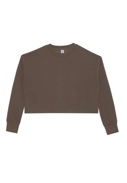 WOMENS RELAXED CROP CREWNECK – Coffee | PrintoTerra