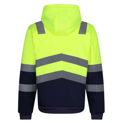 PRO HI-VIS FULL ZIP HOODIE – Yellow/Navy | PrintoTerra
