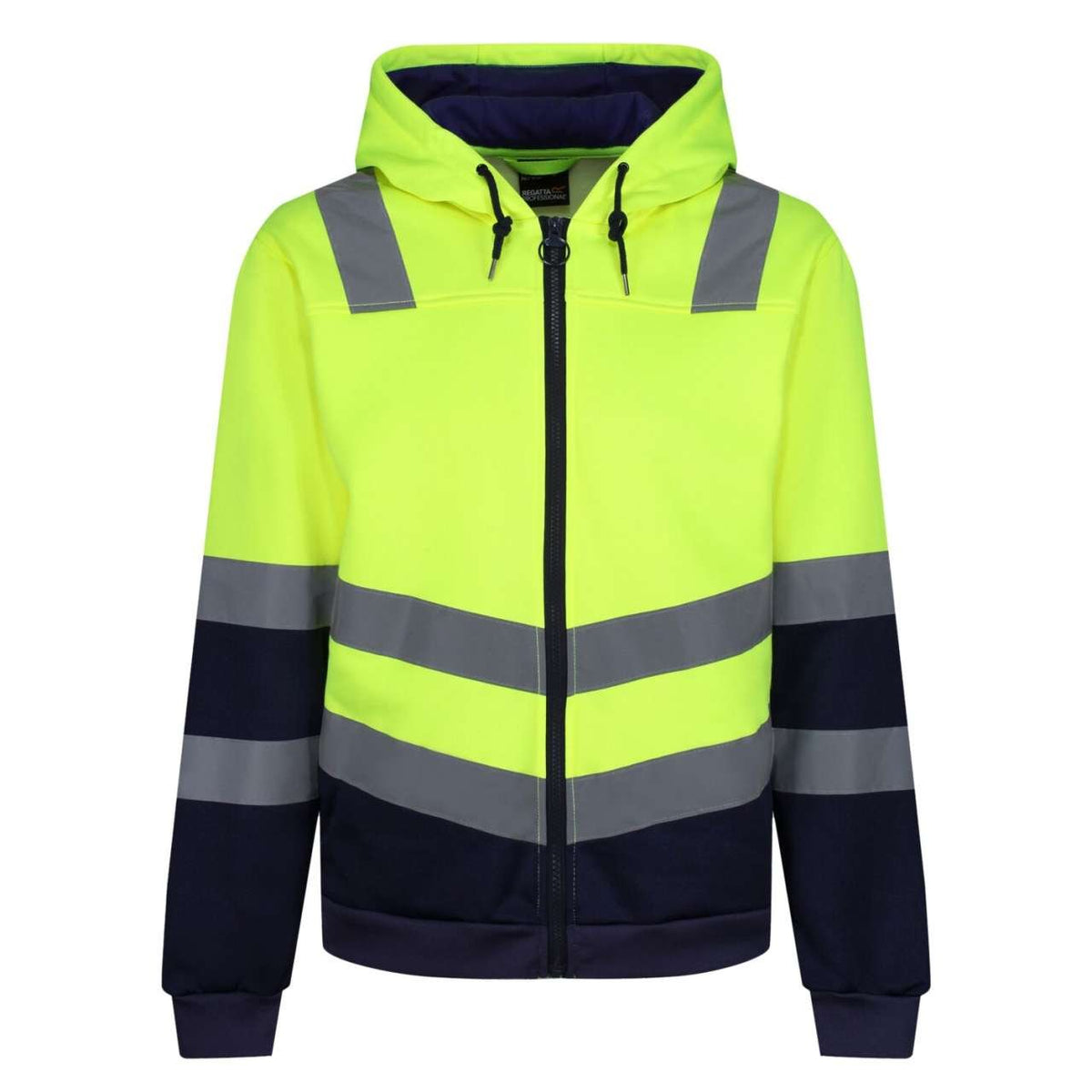 PRO HI-VIS FULL ZIP HOODIE – Yellow/Navy | PrintoTerra