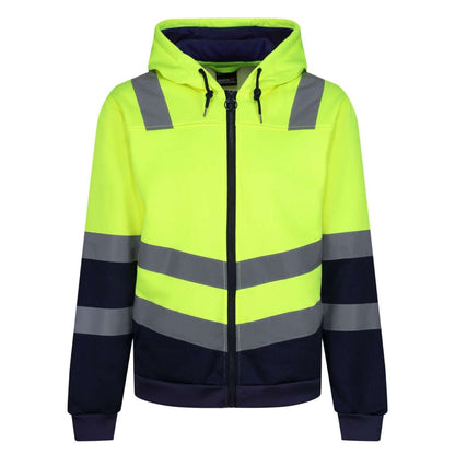 PRO HI-VIS FULL ZIP HOODIE – Yellow/Navy | PrintoTerra