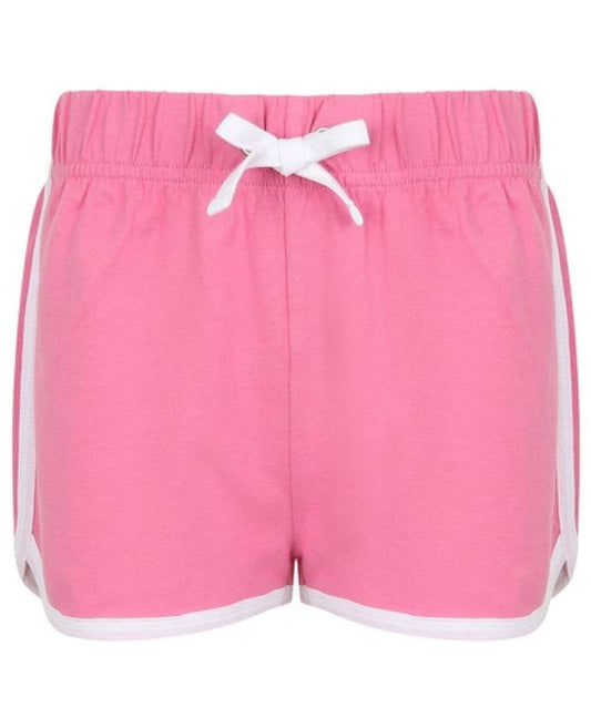KIDS' RETRO SHORTS – Bright Pink/White | PrintoTerra